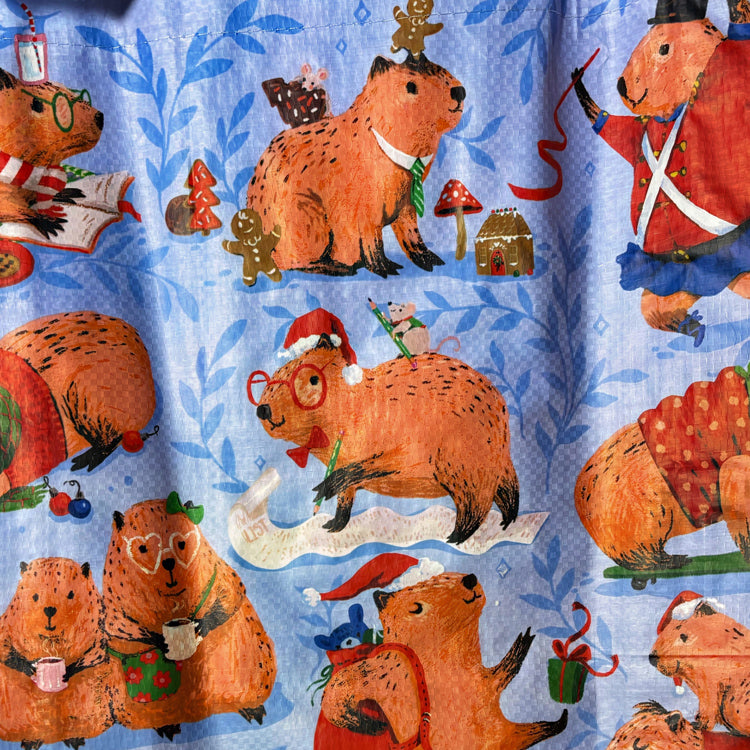 Eco Friendly Capybara Christmas Shopping / Gift Bag - analog holiday bag