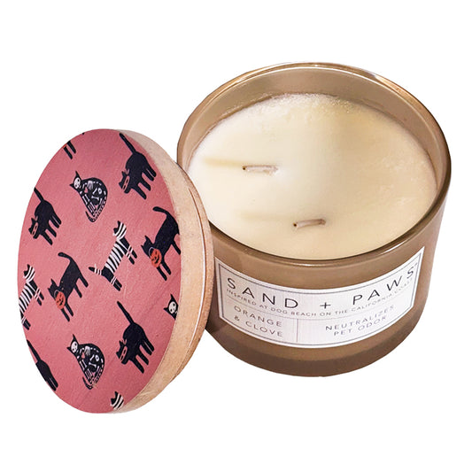 Sand + Paws candle - Orange & Clove - Halloween Cats - neutralize pet odors - LEAGUE OF CRAFTY CANINES