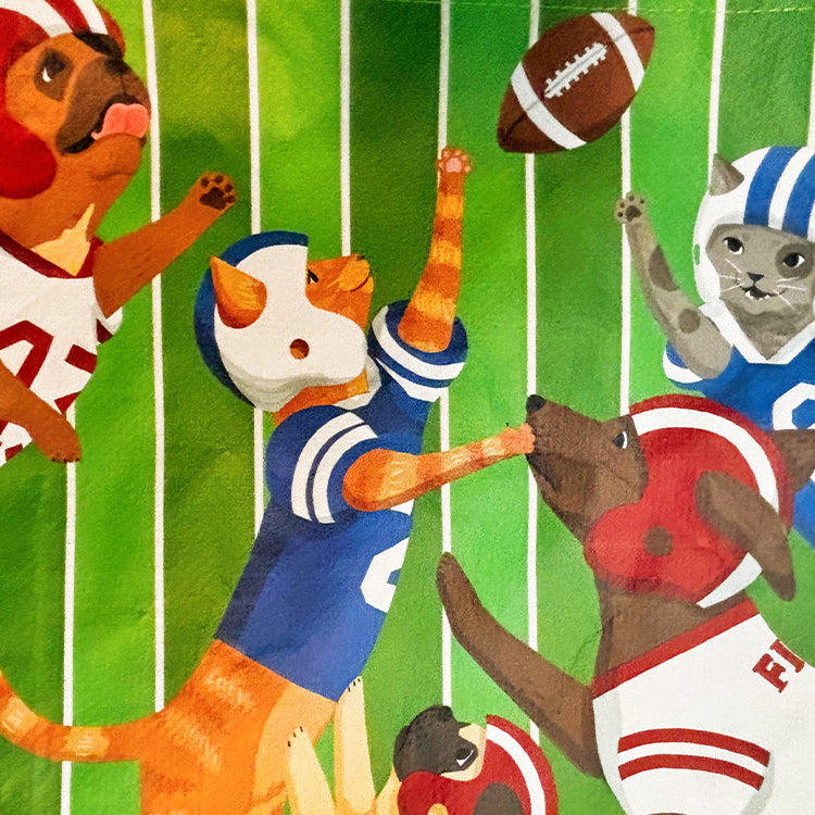 Eco Friendly Dog VS Cat Football Shopping Gift Bag - analog bag - thanksgiving
