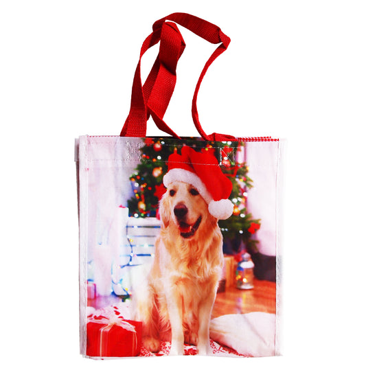 Reusable Eco Friendly Christmas Shopping/Gift Bag Small - Santa Dog - LEAGUE OF CRAFTY CANINES