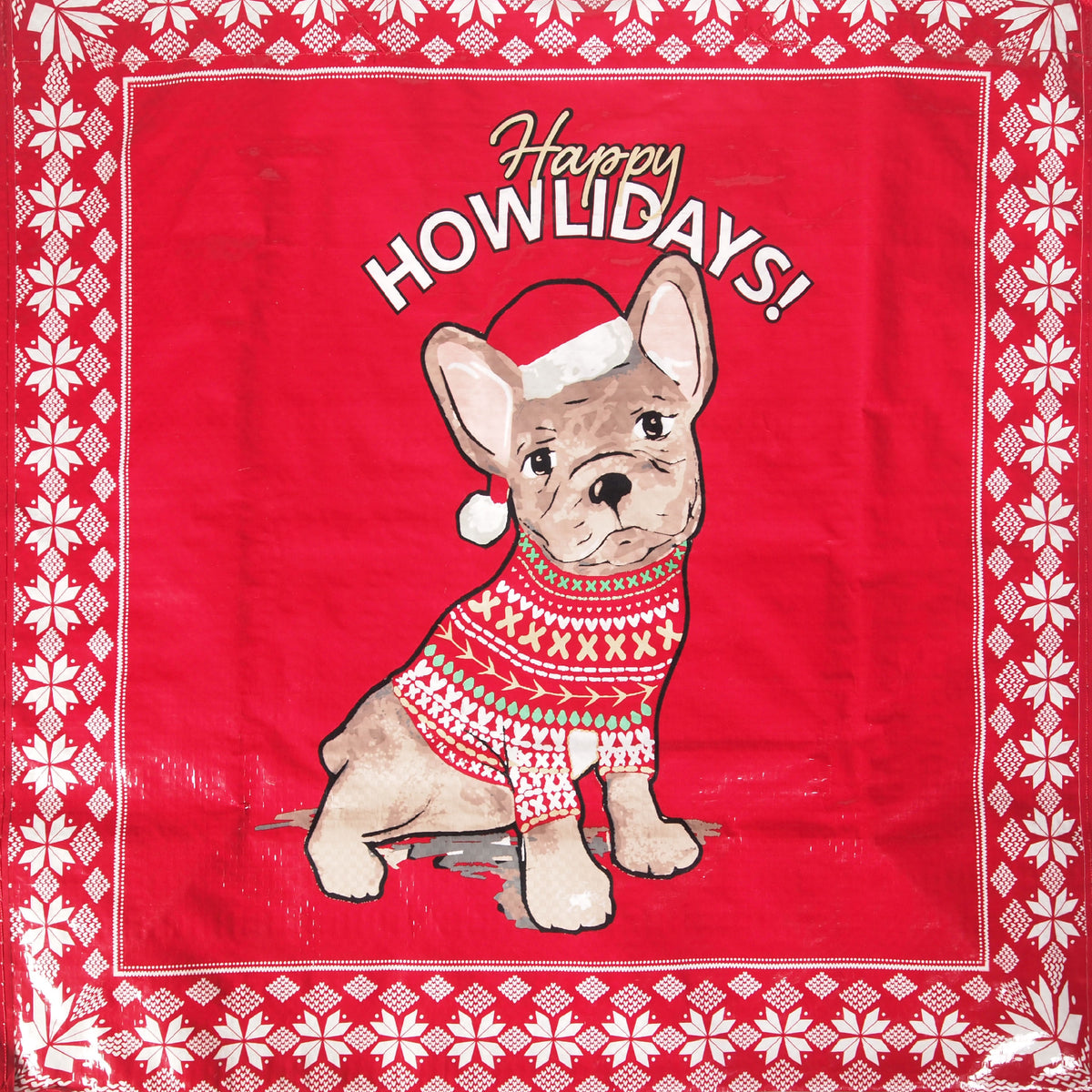 Reusable Eco Friendly Shopping/Gift Bag - Happy Howlidays Christmas Dog - LEAGUE OF CRAFTY CANINES
