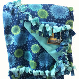 Blanket : Blue & Green Dots & Flowers (For Dogs & People!) - LEAGUE OF CRAFTY CANINES