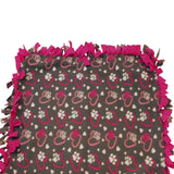 Reversible, 2-Sided Fleece Stroller/Crate Dog Blanket : Gray + Pink, Hearts and Paws w. Hot Pink back  27" x 29" - LEAGUE OF CRAFTY CANINES