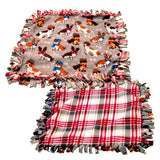 Reversible, 2-Sided Fleece Stroller/Crate Dog Blanket : Gray, w. Dogs and Red Plaid back  26" x 26" - LEAGUE OF CRAFTY CANINES