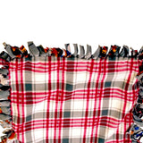 Reversible, 2-Sided Fleece Stroller/Crate Dog Blanket : Gray, w. Dogs and Red Plaid back  26&quot; x 26&quot; - LEAGUE OF CRAFTY CANINES