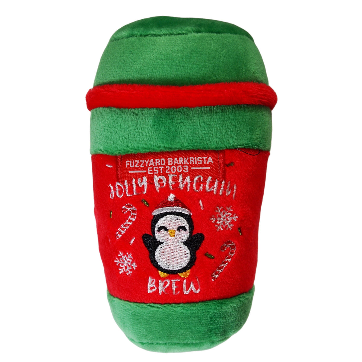 Christmas Plush Dog Toy : Penguin Puppuccino - Winter Plaything - LEAGUE OF CRAFTY CANINES