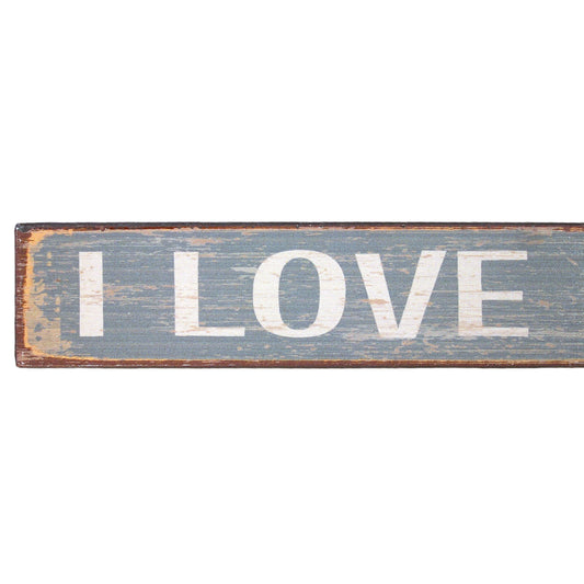 Signage : "I Love My Dog" - Dog Art - (18" x 2" x 1" wood sign) Light Blue - LEAGUE OF CRAFTY CANINES