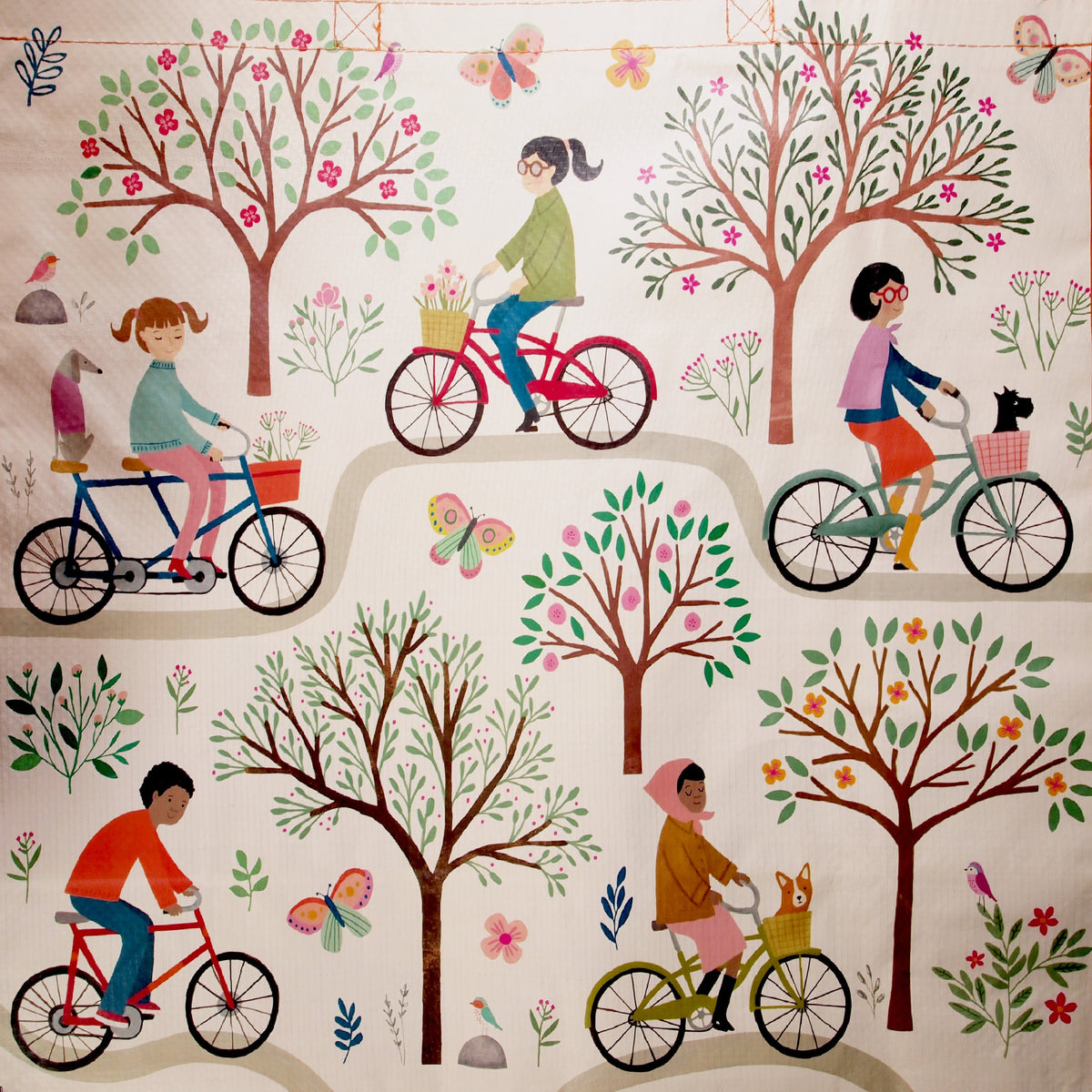 Reusable Eco Friendly Shopping/Gift Bag - Spring Bicycles In The Park - LEAGUE OF CRAFTY CANINES