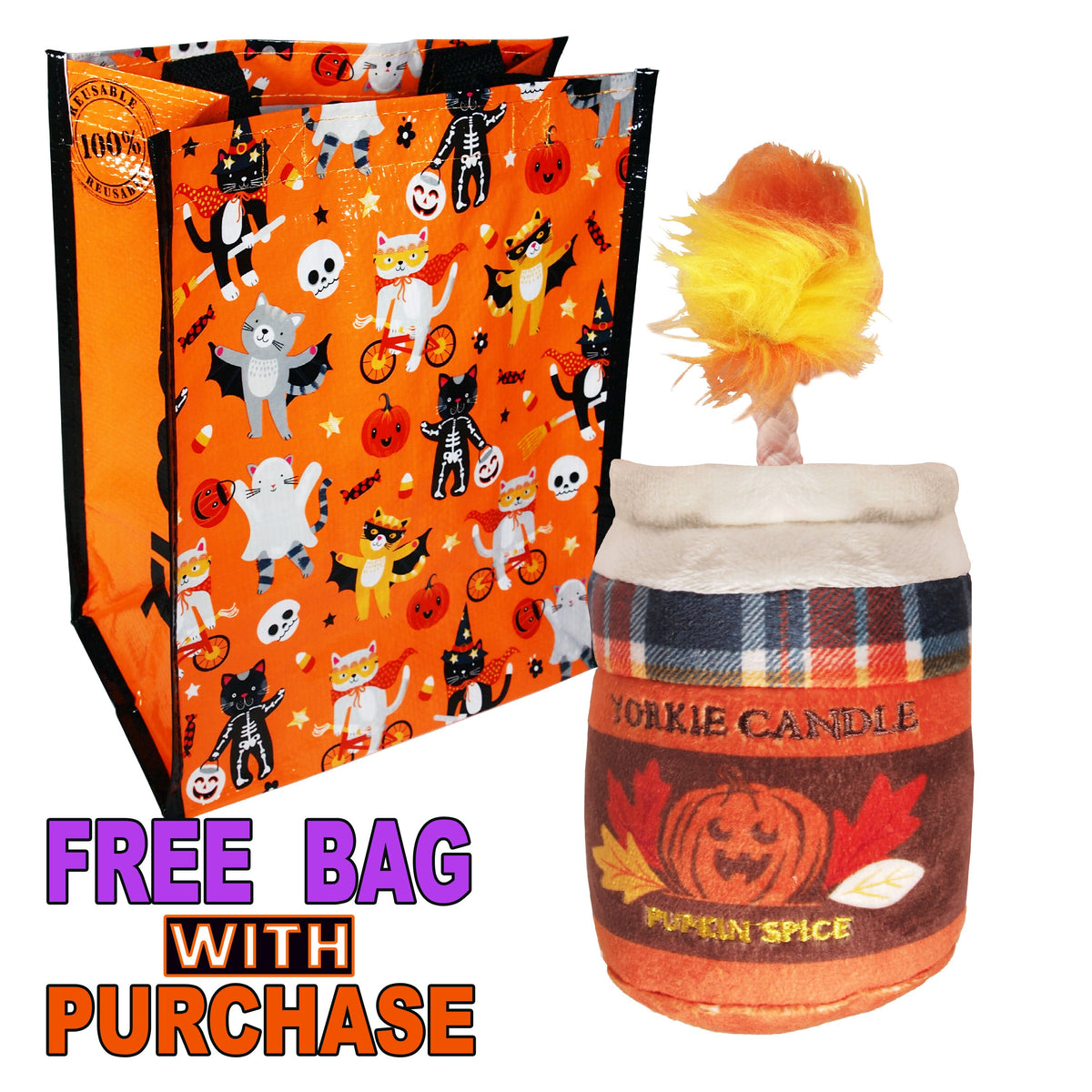 Fall/Thanksgiving Dog Toy : Pumpkin Spice Yorkie Candle - - LEAGUE OF CRAFTY CANINES