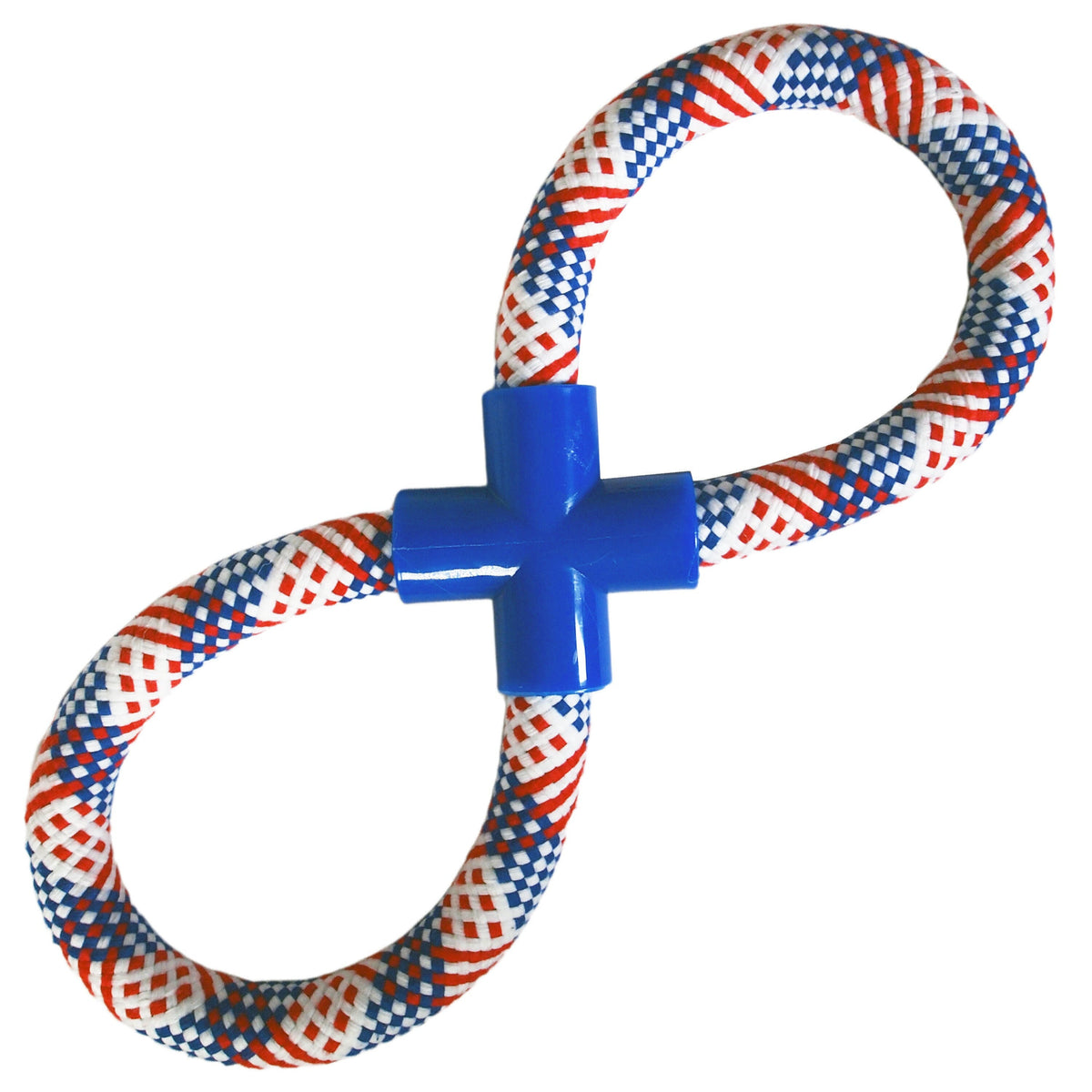 Patriotic Red White & Blue Rope Toy for Big Dogs - fetch - toss - play - LEAGUE OF CRAFTY CANINES