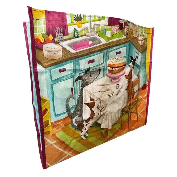 Eco Friendly Kitchen Cake and Dogs Shopping Gift Bag - analog bag - thanksgiving