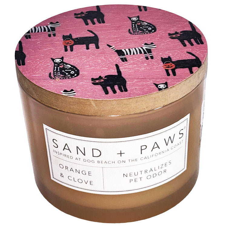 Sand + Paws candle - Orange & Clove - Halloween Cats - neutralize pet odors