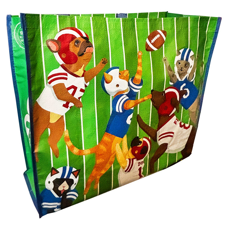 Eco Friendly Dog VS Cat Football Shopping Gift Bag - analog bag - thanksgiving