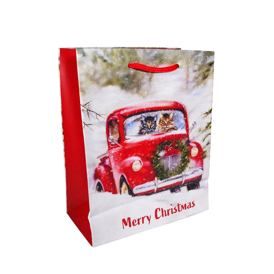 Reusable Eco Friendly Christmas Shopping/Gift Bag Small - Cats In The Snow - LEAGUE OF CRAFTY CANINES