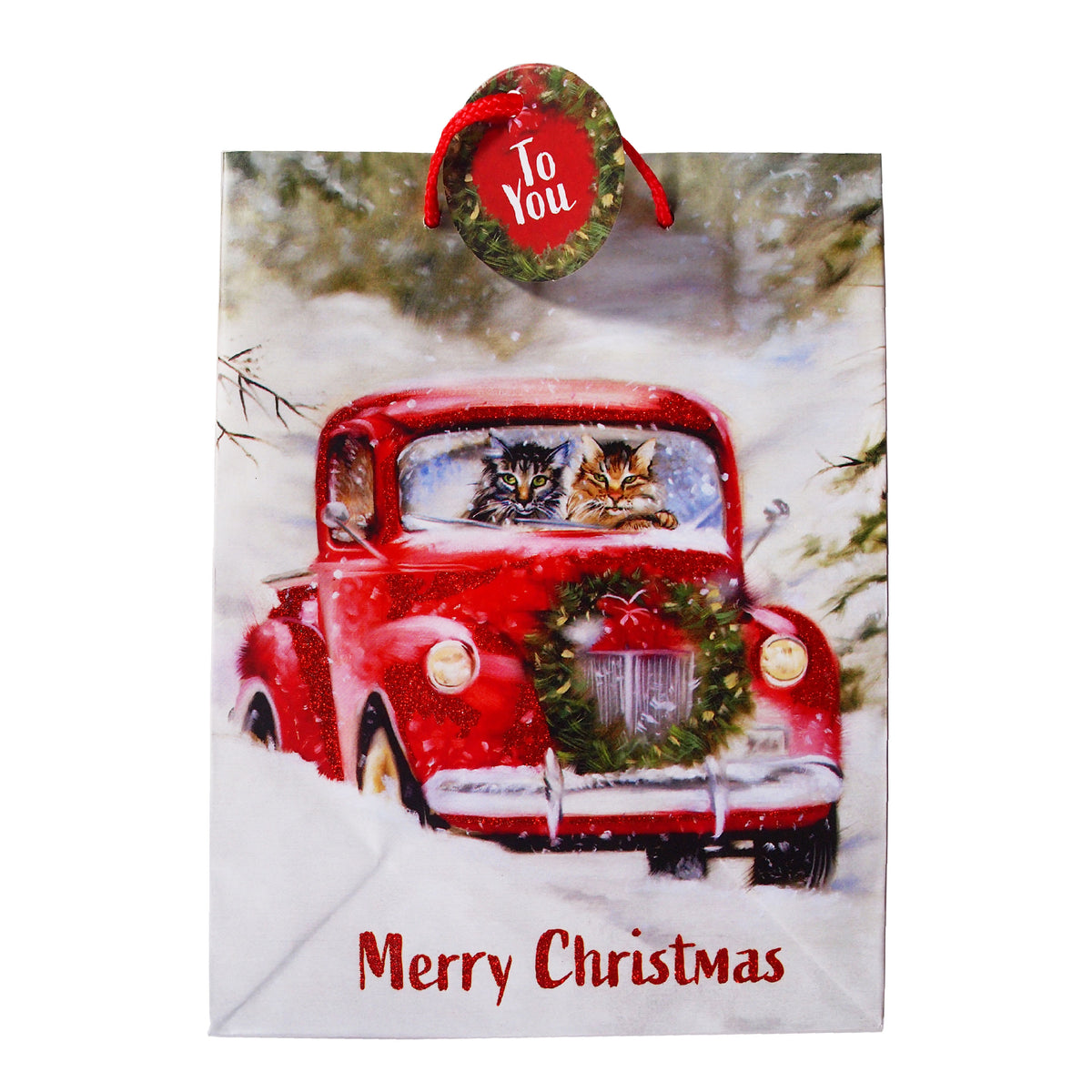 Reusable Eco Friendly Christmas Shopping/Gift Bag Small - Cats In The Snow - LEAGUE OF CRAFTY CANINES