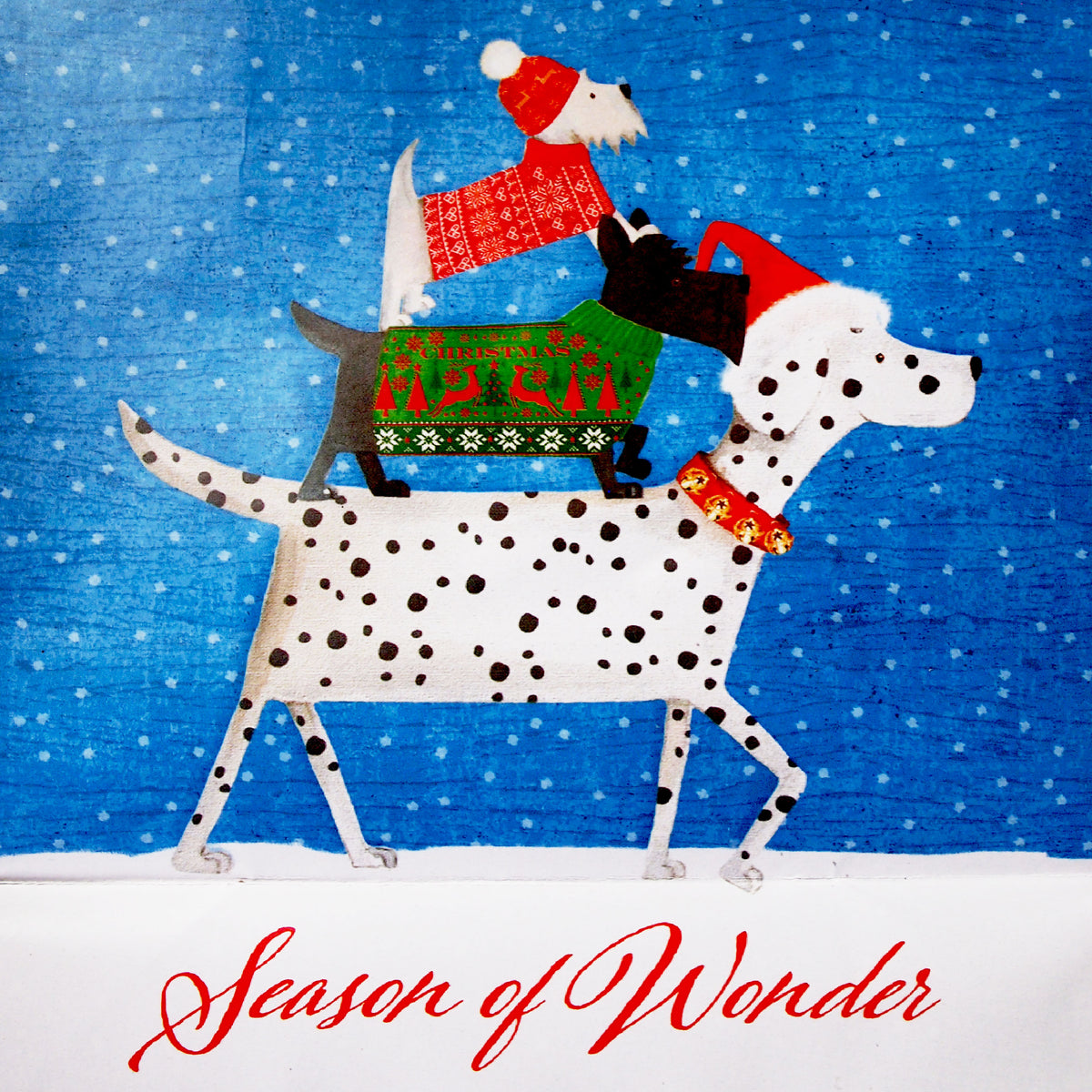 Reusable Eco Friendly Christmas Shopping/Gift Bag Medium - Season of Wonder Stacked Doggies - LEAGUE OF CRAFTY CANINES