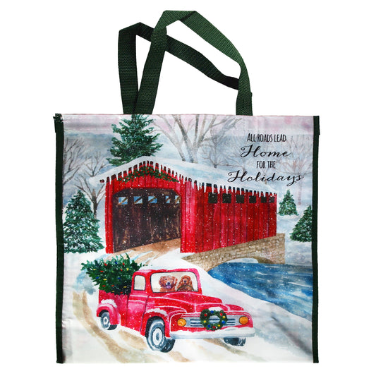 Reusable Eco Friendly Shopping/Gift Bag - Christmas Tree Shopper Dogs - LEAGUE OF CRAFTY CANINES