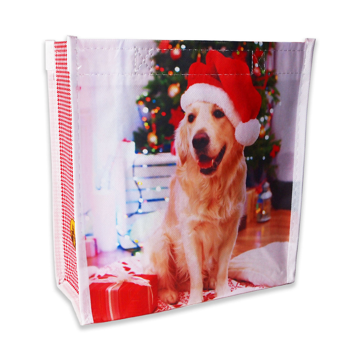 Reusable Eco Friendly Christmas Shopping/Gift Bag Small - Santa Dog - LEAGUE OF CRAFTY CANINES