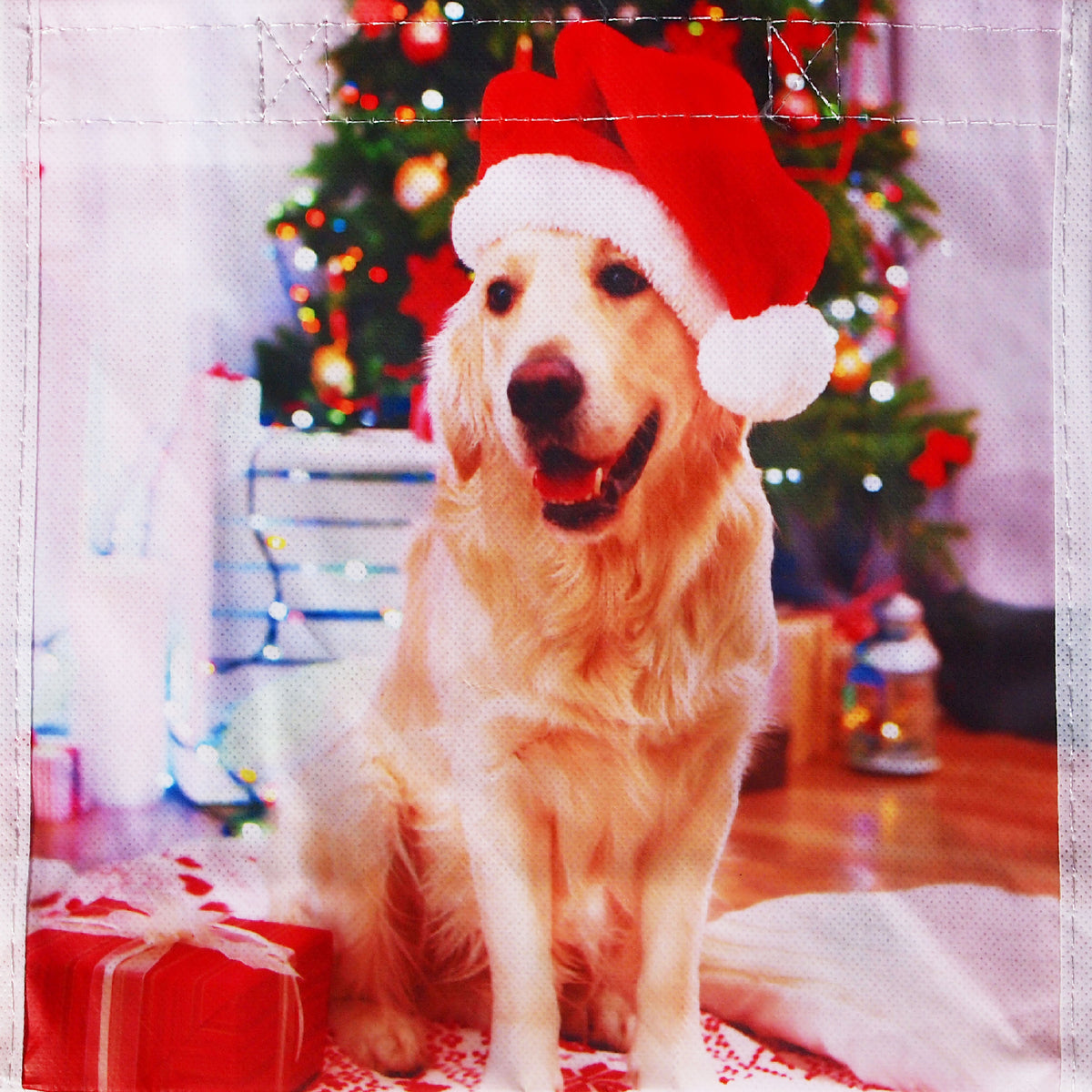 Reusable Eco Friendly Christmas Shopping/Gift Bag Small - Santa Dog - LEAGUE OF CRAFTY CANINES