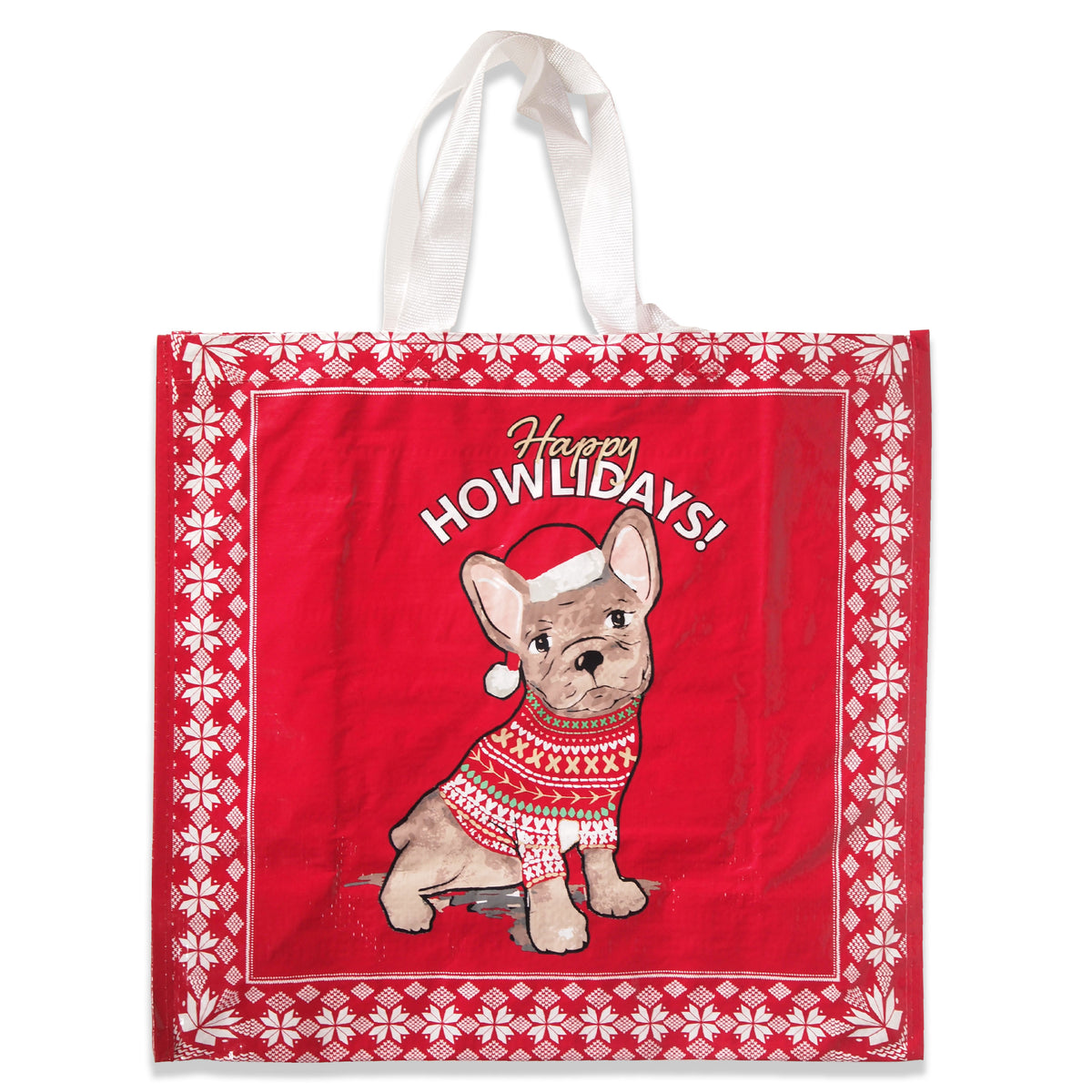 Reusable Eco Friendly Shopping/Gift Bag - Happy Howlidays Christmas Dog - LEAGUE OF CRAFTY CANINES