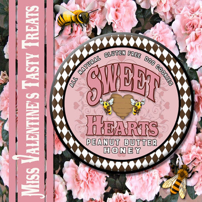 Sweet Hearts : Clover Honey + Peanut Butter - All Natural, Gluten Free Dog Cookies - LEAGUE OF CRAFTY CANINES