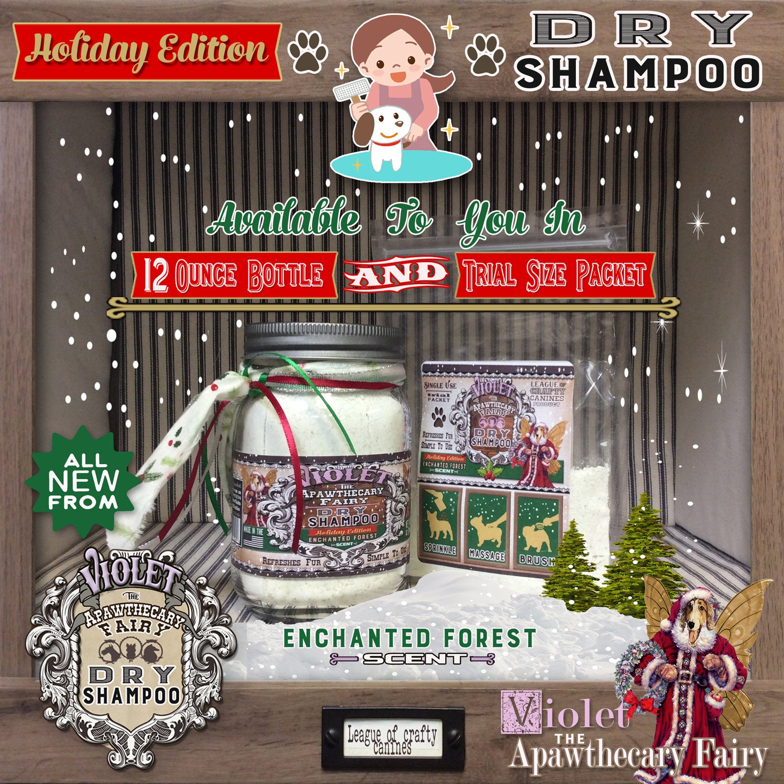 Violet the Apawthecary Fairy : (Enchanted Forest-Scented) Dry Shampoo For Dogs ! - LEAGUE OF CRAFTY CANINES