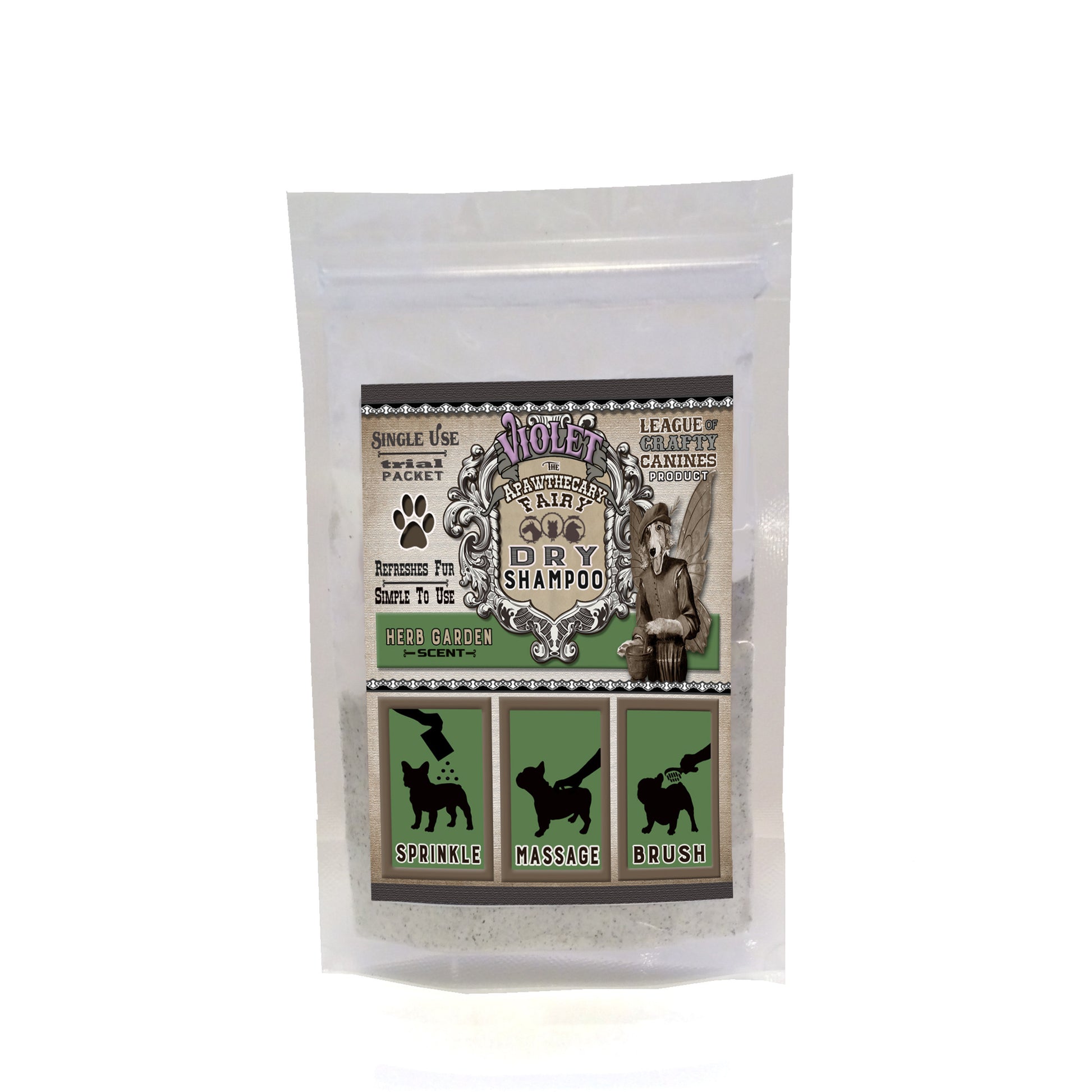 Violet the Apawthecary Fairy : (Herb Garden Scented) Dry Shampoo For Dogs! Trial Size - LEAGUE OF CRAFTY CANINES