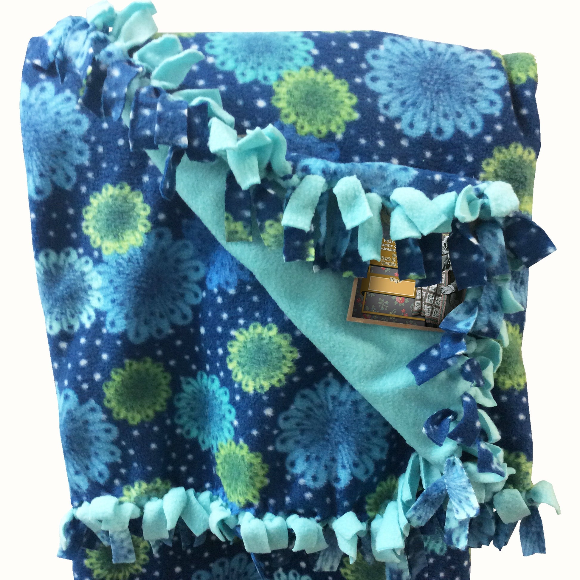 Blanket : Blue & Green Dots & Flowers (For Dogs & People!) - LEAGUE OF CRAFTY CANINES