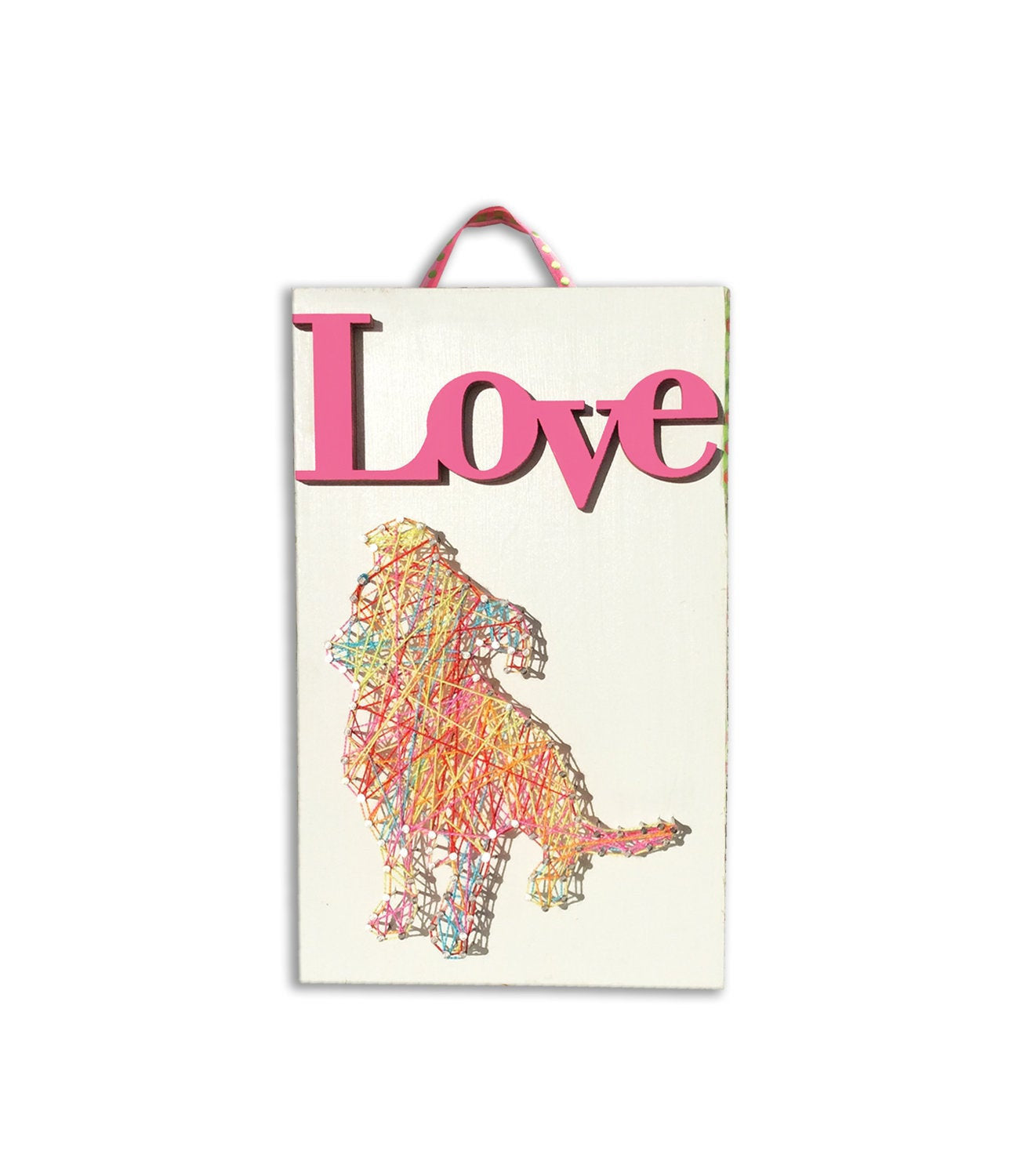 String Art : Love Puppy - Mixed Media - Dog Art - LEAGUE OF CRAFTY CANINES
