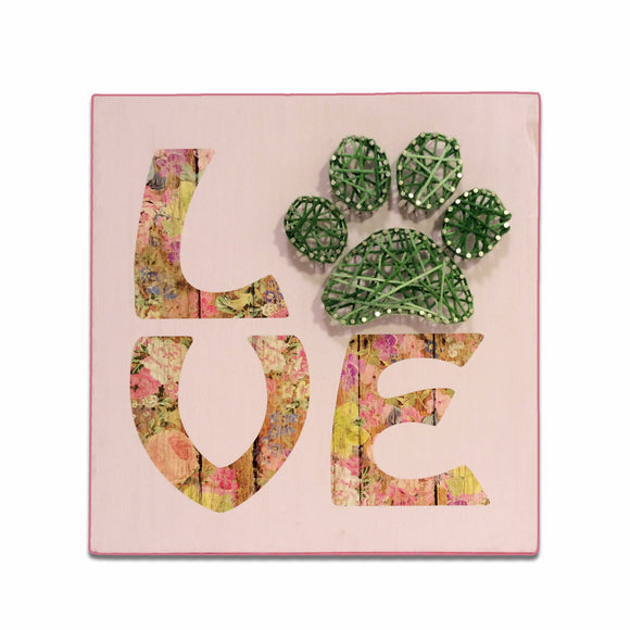 String Art : Love Paw - Mixed Media - Dog Art - LEAGUE OF CRAFTY CANINES