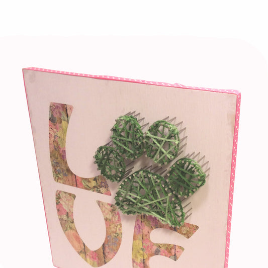 String Art : Love Paw - Mixed Media - Dog Art - LEAGUE OF CRAFTY CANINES