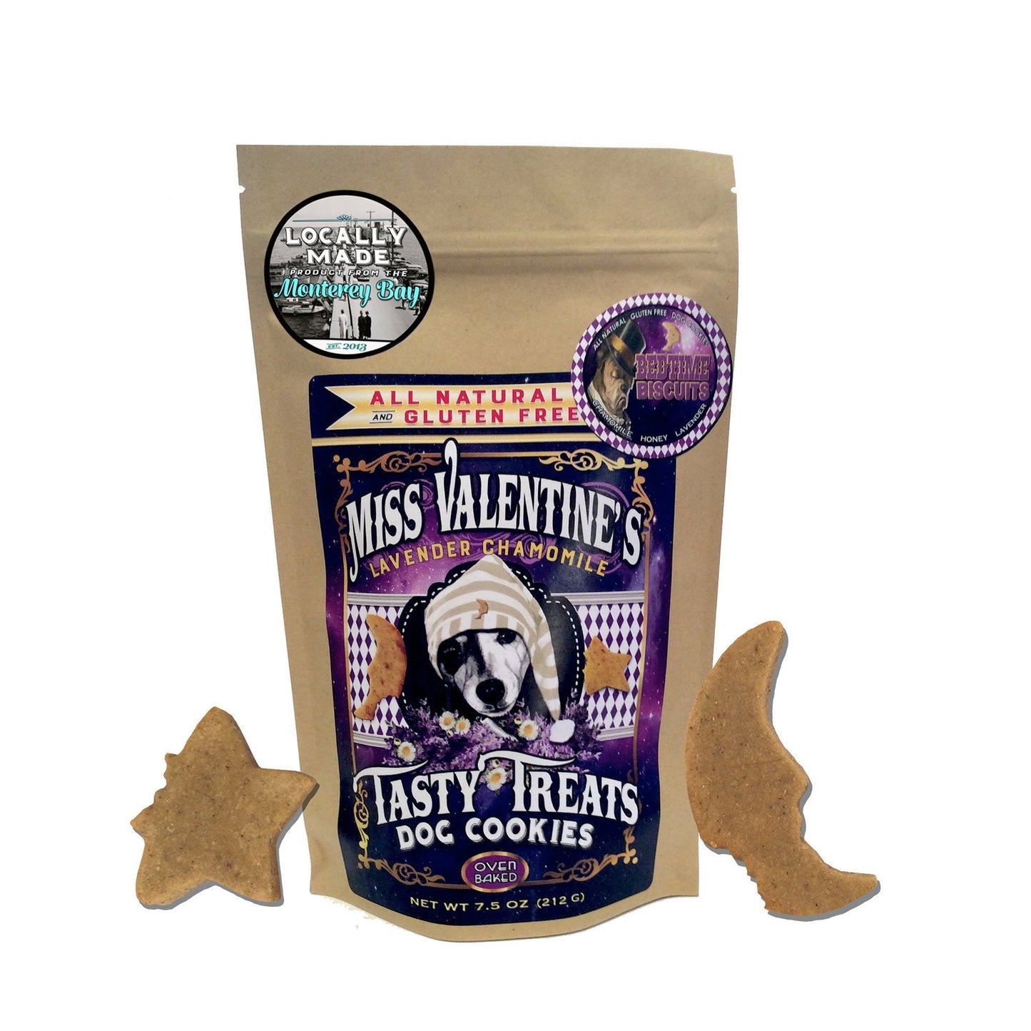 Bedtime Biscuits : Lavender + Chamomile - All Natural, Gluten Free Dog Cookies (Calming Treats) - LEAGUE OF CRAFTY CANINES