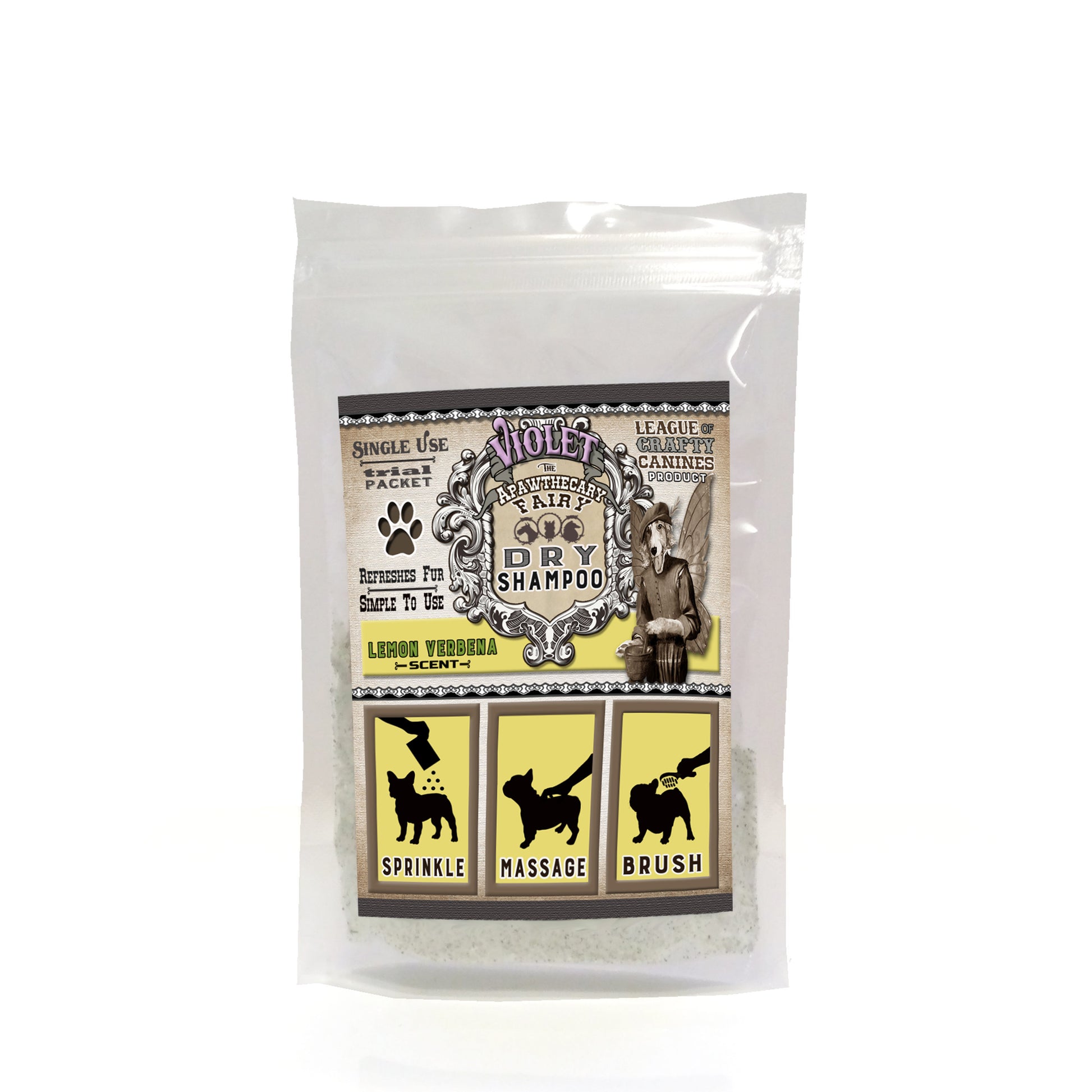 Violet the Apawthecary Fairy : (Lemon Verbena Scented) Dry Shampoo For Dogs! Trial Size - LEAGUE OF CRAFTY CANINES