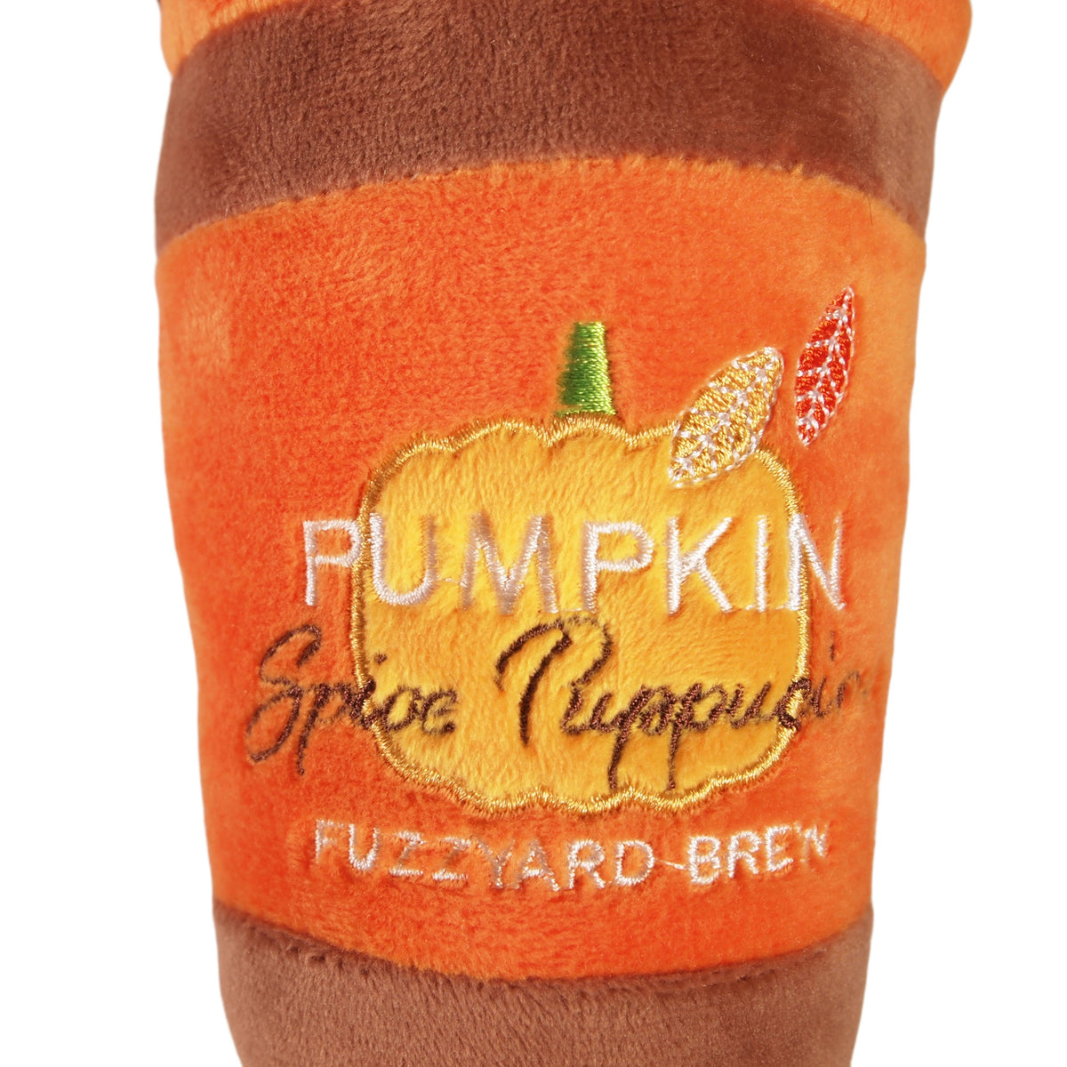 Thanksgiving Fall  Pumpkin Spice Puppuccino plush dog toy - Orange & Brown - LEAGUE OF CRAFTY CANINES