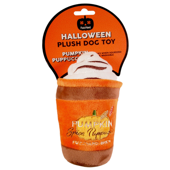 Thanksgiving Fall  Pumpkin Spice Puppuccino plush dog toy - Orange & Brown - LEAGUE OF CRAFTY CANINES