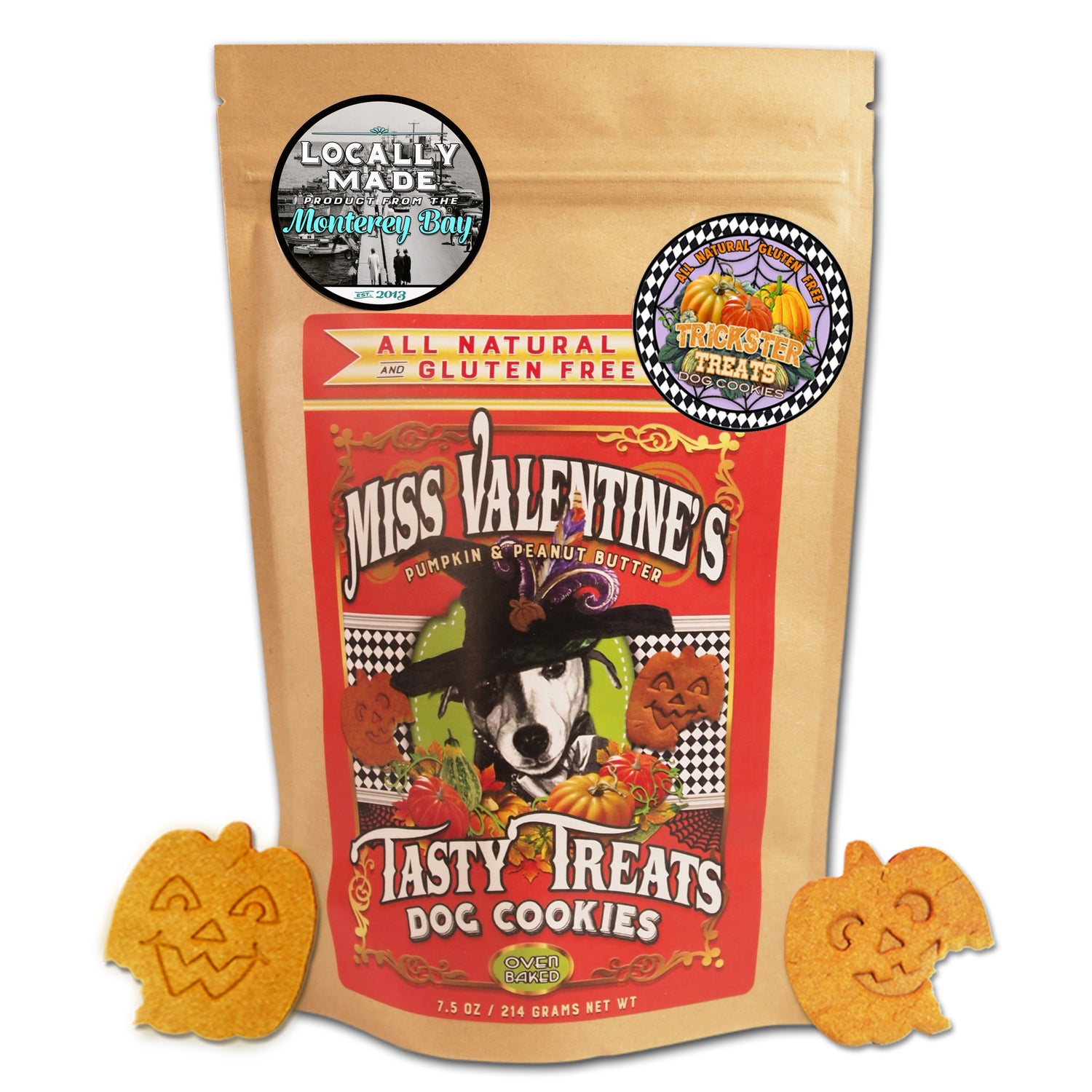 Trickster Treats  Pumpkin & Peanut Butter - All Natural, Gluten Free Dog Cookies - LEAGUE OF CRAFTY CANINES