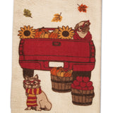 Frenchie Dog Tea Towel  - Fall Leaves and Dogs  - Thanksgiving Kitchen Towel - LEAGUE OF CRAFTY CANINES