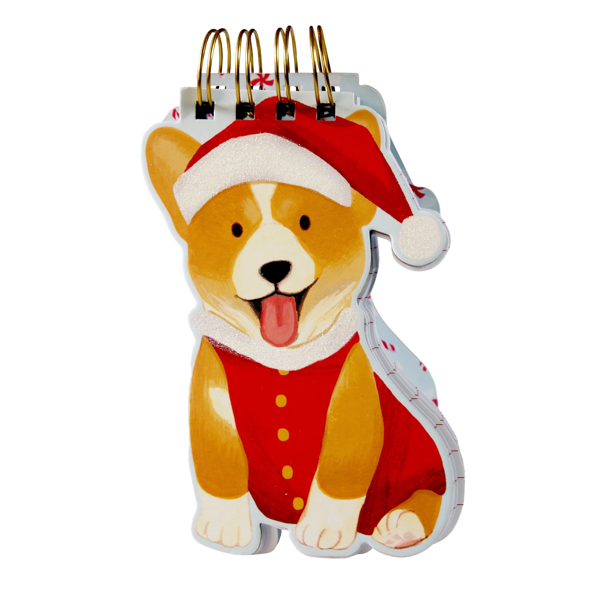 Santa Corgi Christmas Notepad (molly & rex) - 100 lined-sheet pages - LEAGUE OF CRAFTY CANINES