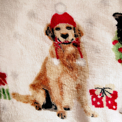 Fern Hill Blanket : Dogs with Gifts Christmas Throw - 50 x 60 - reversible - LEAGUE OF CRAFTY CANINES