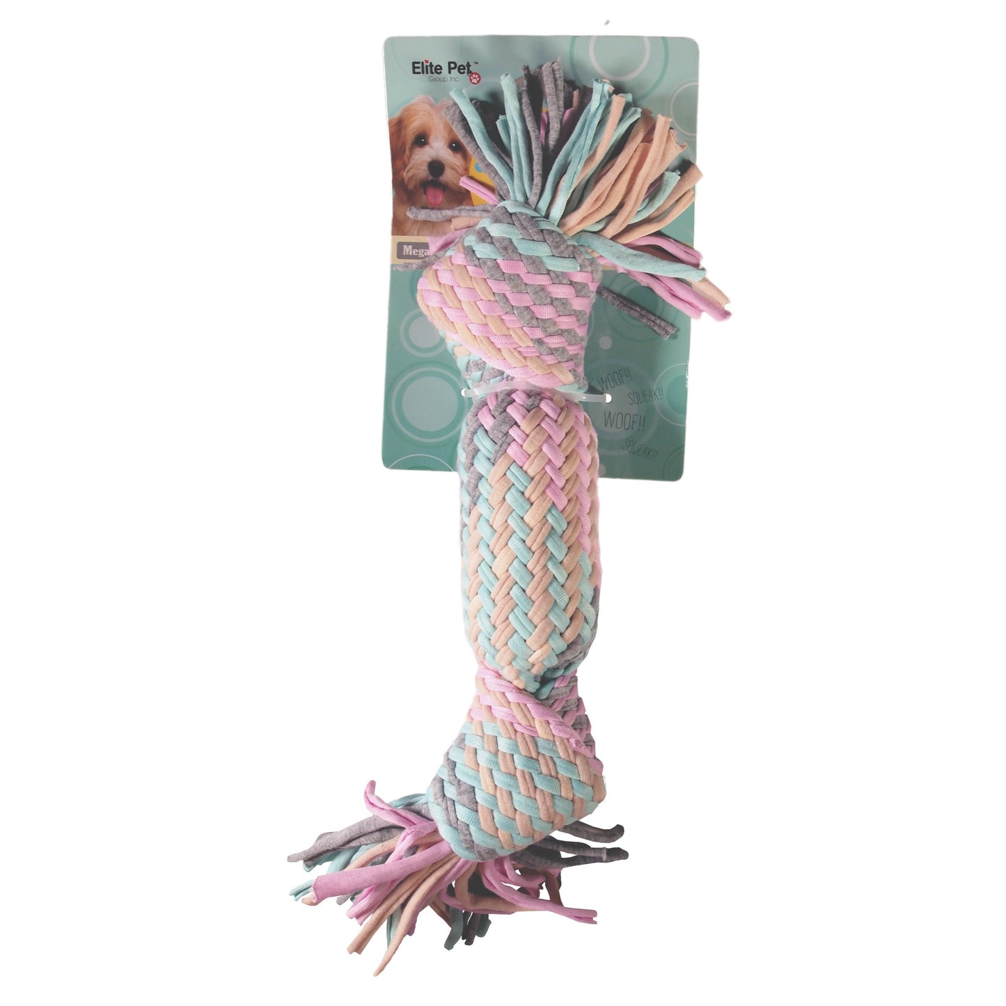 Dog Toy : Woven and Knotted Fleece Pull Toy - Small Version - Pastel Colors - LEAGUE OF CRAFTY CANINES