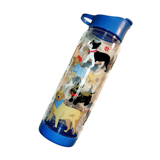 Dog Themed Clear Water Bottle -  750ml - Corn Starch (PLA) & BPA Free - LEAGUE OF CRAFTY CANINES