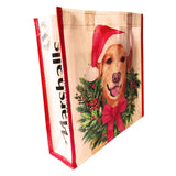 Small Reusable Eco Friendly Christmas Shopping/Gift Bag - Golden Retriever Santa - dogs