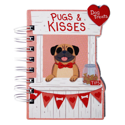 Kissing Booth Notepad : Pugs & Kisses - 125 lined-sheet pages - Valentine's Day - LEAGUE OF CRAFTY CANINES
