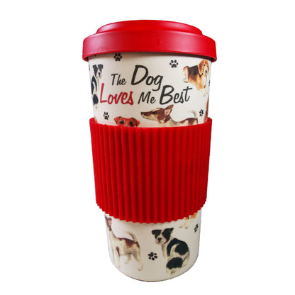 Dog Themed Travel Cup : "The Dog Loves Me Best"  - Bamboo Fiber - Eco Friendly - BPA Free