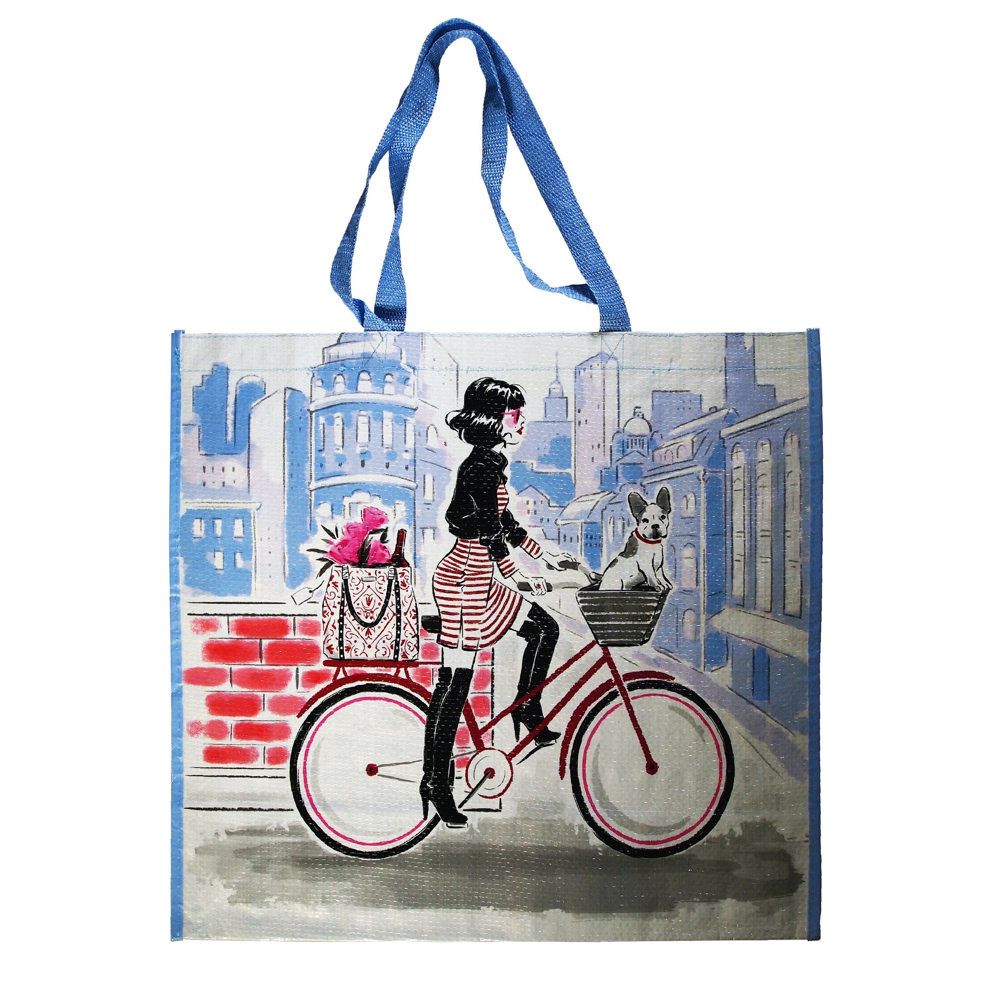 Reusable Eco Friendly Shopping/Gift Bag - Girl, Bike and Dog - LEAGUE OF CRAFTY CANINES