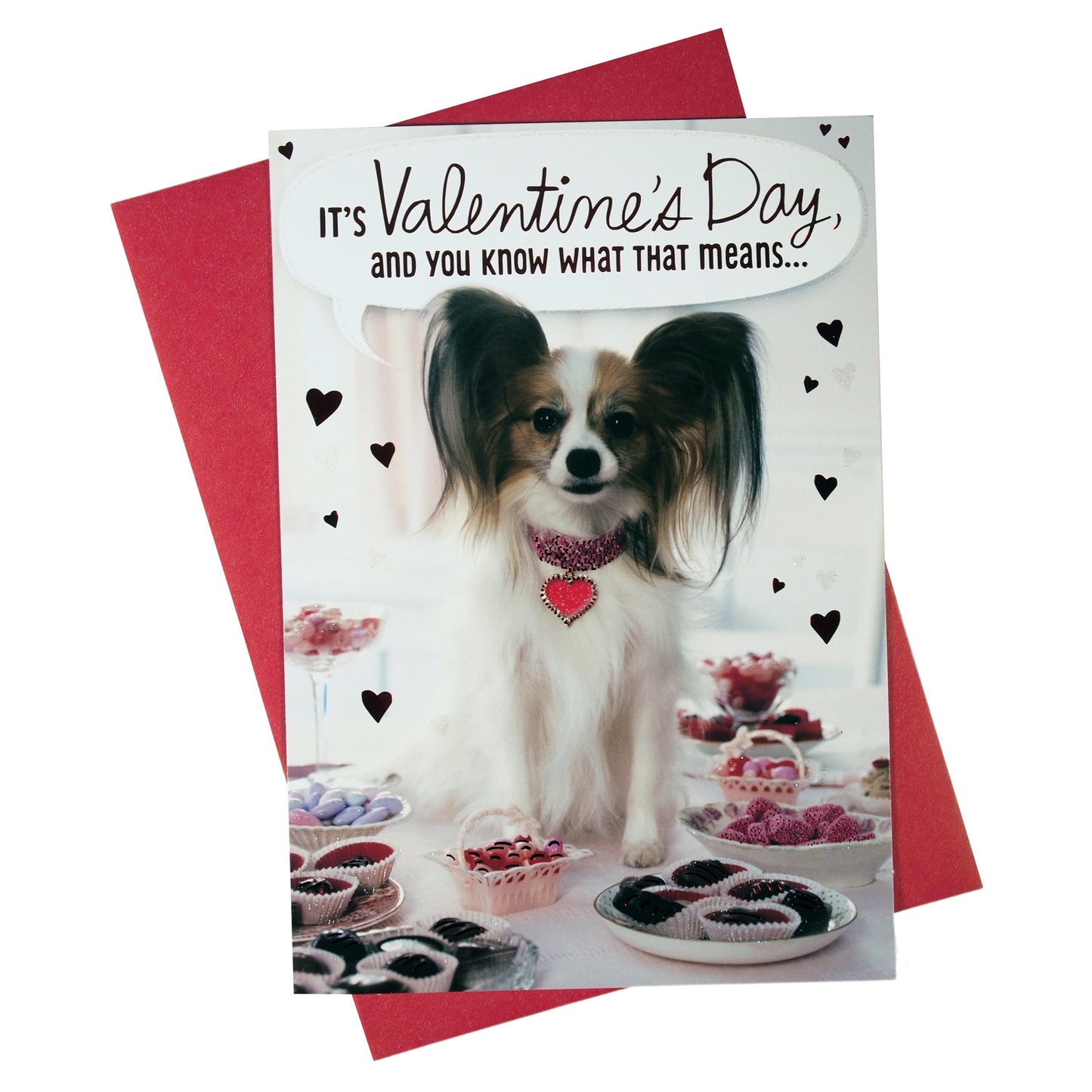 Valentine's Day Card : "It's Valentine's Day And You Know What That Means..." - papillon - LEAGUE OF CRAFTY CANINES