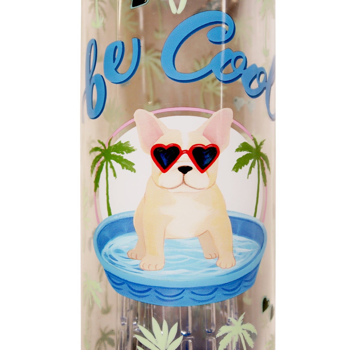 Molly & Rex : "Be Cool" Hydration Bottle with Infuser - eco friendly - Frenchie with Heart Sunglasses