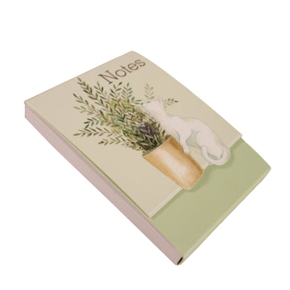 Punch Studio : Magnetic Note Pad Pocket - Houseplant White Cat