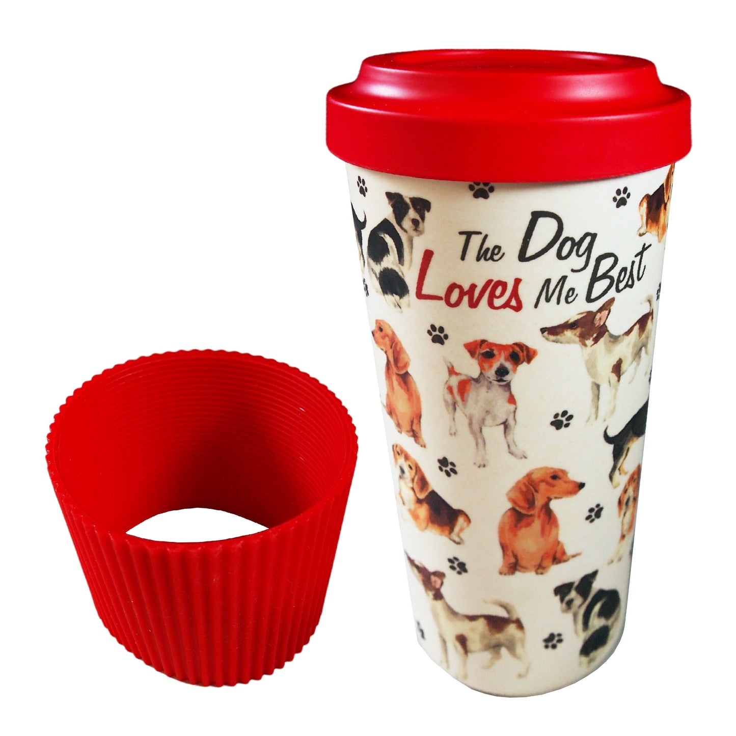 Dog Themed Travel Cup : "The Dog Loves Me Best"  - Bamboo Fiber - Eco Friendly - BPA Free