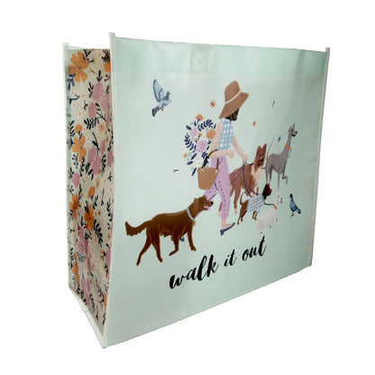 Reusable Eco Friendly Shopping/Gift Bag - "Walk It Out" - dog walker theme